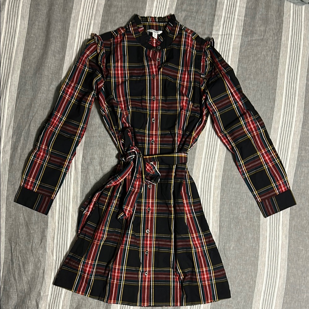J. Crew Black and Red A-Line Dress